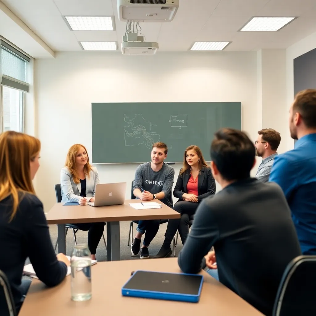 Groep mensen tijdens een financiële training sessie in Amsterdam